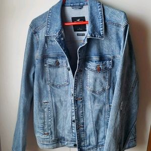 Hollister light blue w/distressing trucker jacket